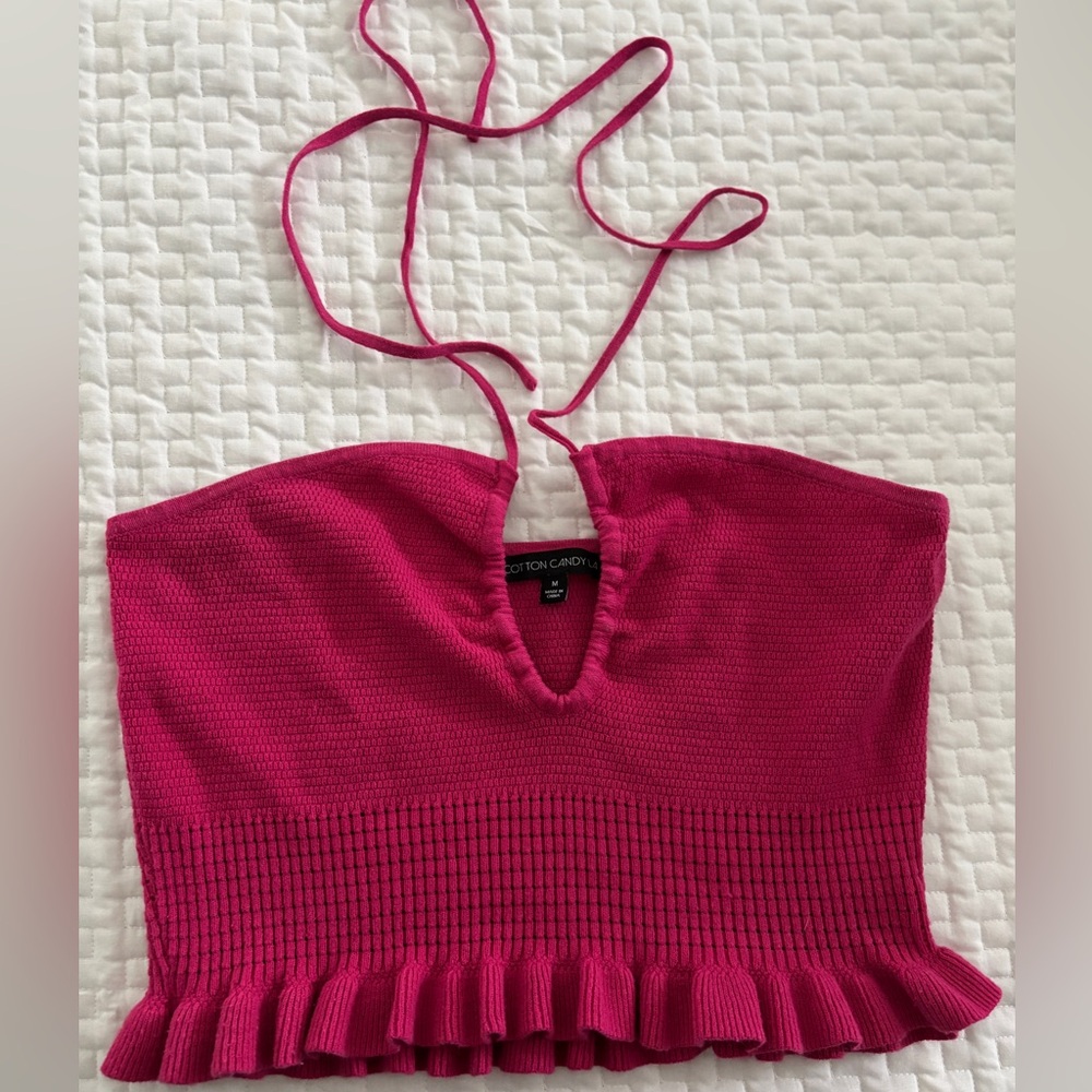 Pink knit halter top